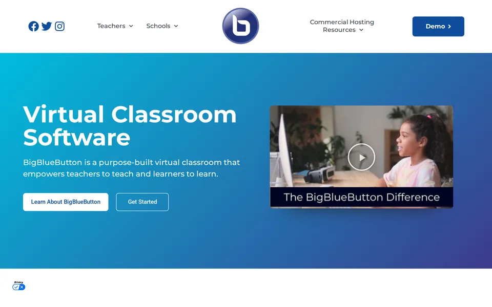 Screenshot of the BigBlueButton website