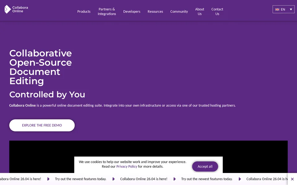 Screenshot of the Collabora Online website