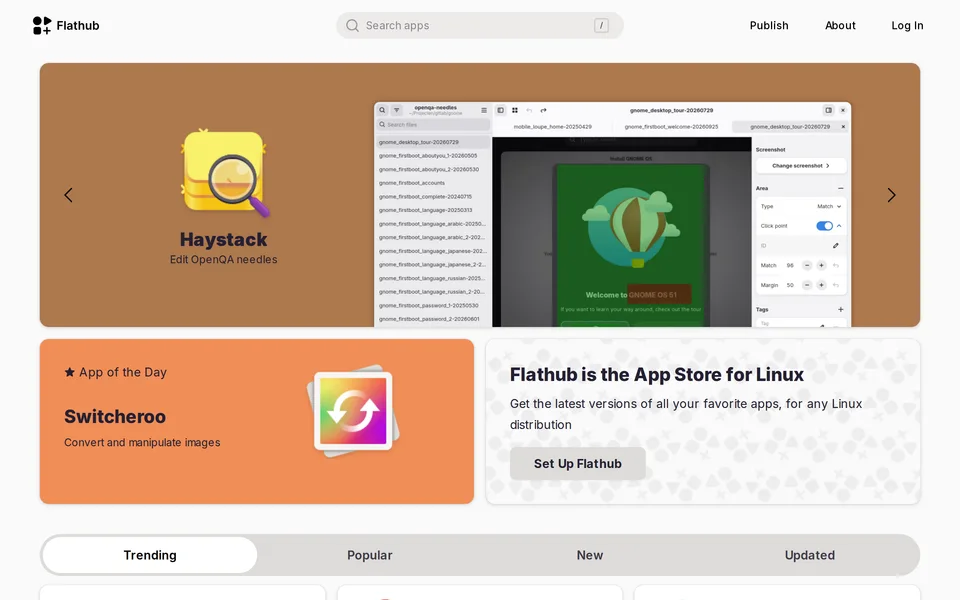 Screenshot of the Flathub website