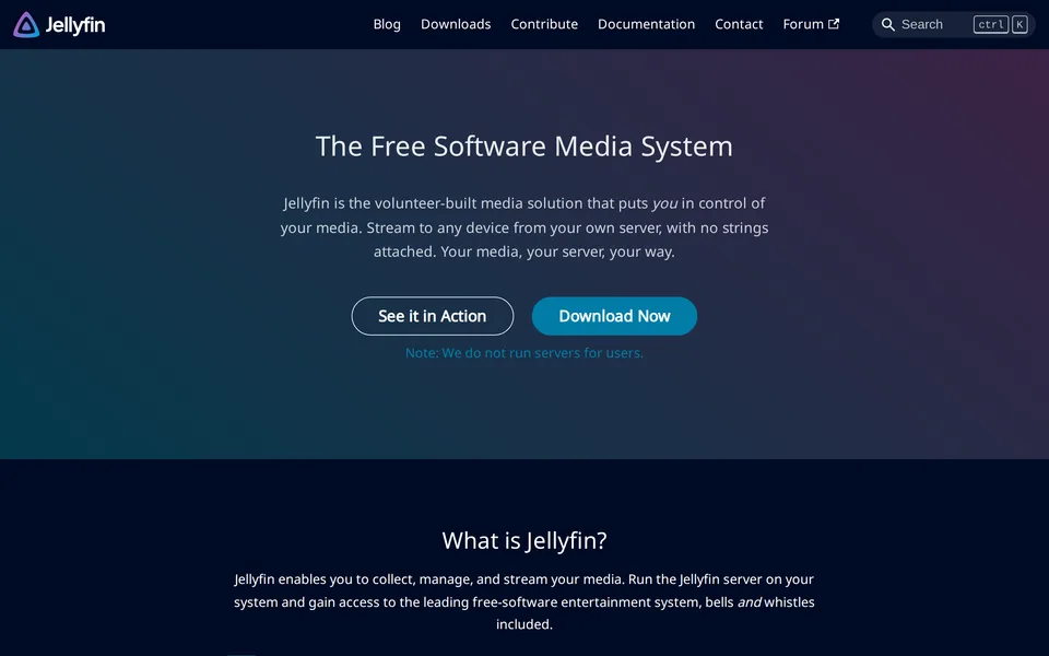 Screenshot of the Jellyfin website