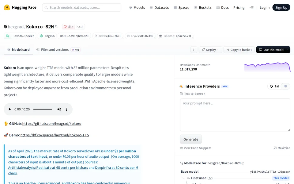 Screenshot of the Kokoro website