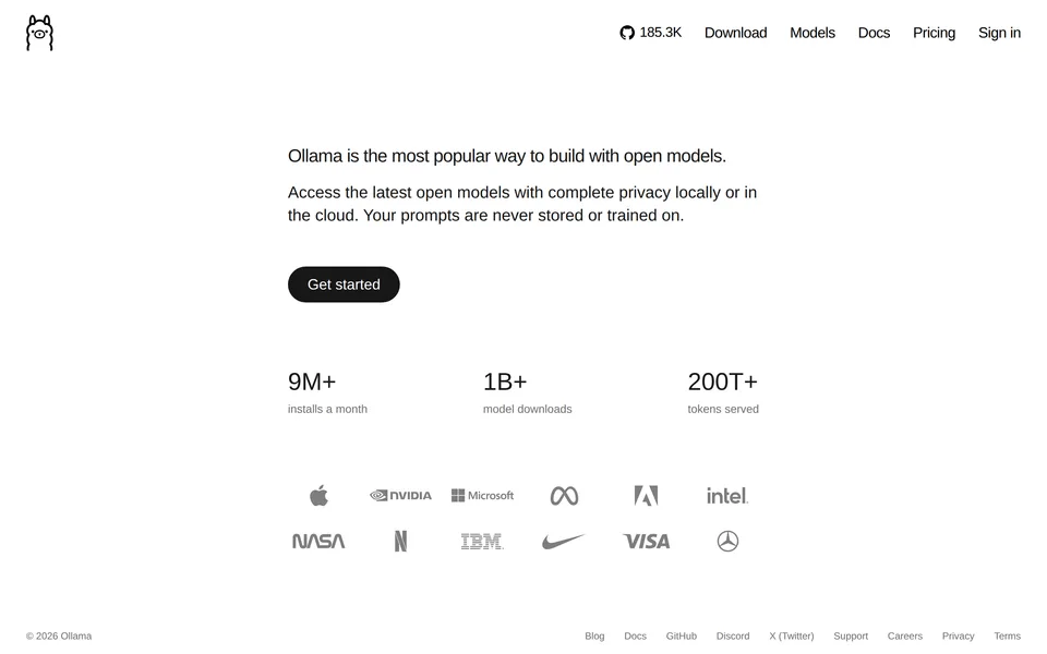 Screenshot of the Ollama website