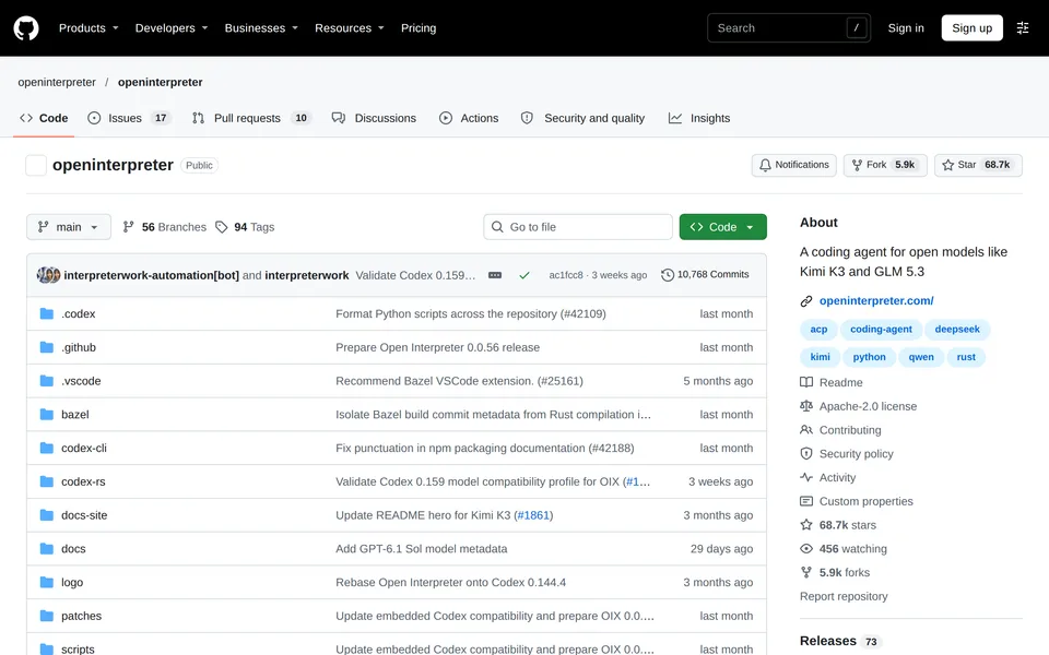 Screenshot of the Open Interpreter website