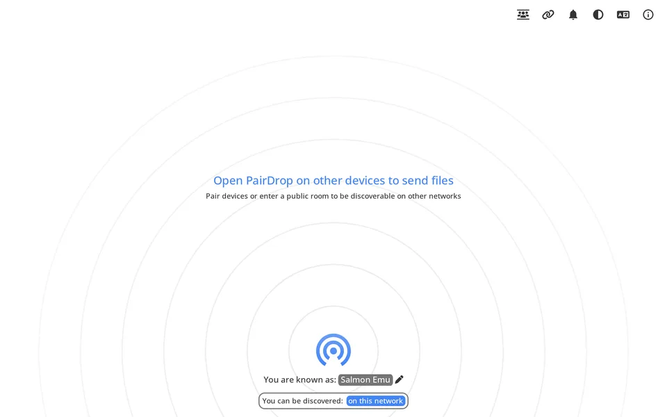 Screenshot of the PairDrop website