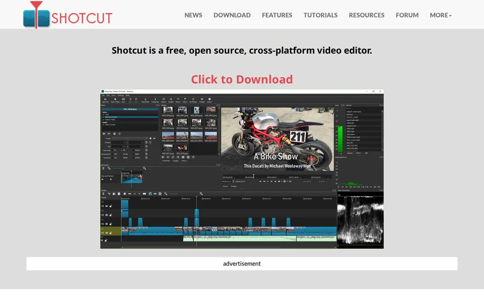 Screenshot of the Shotcut website
