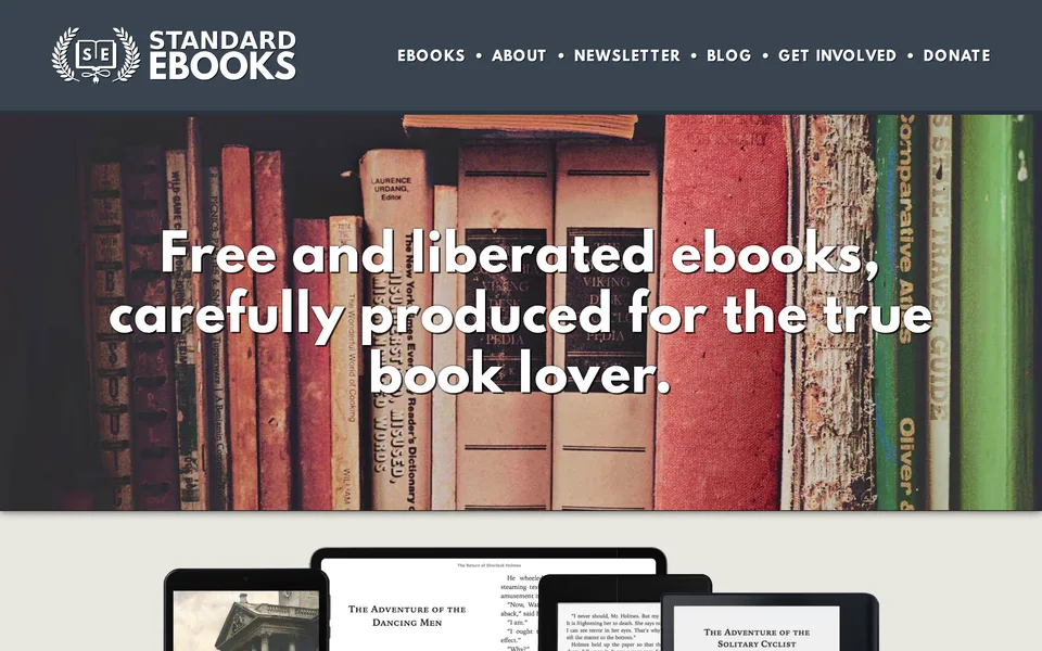 Screenshot of the Standard Ebooks website
